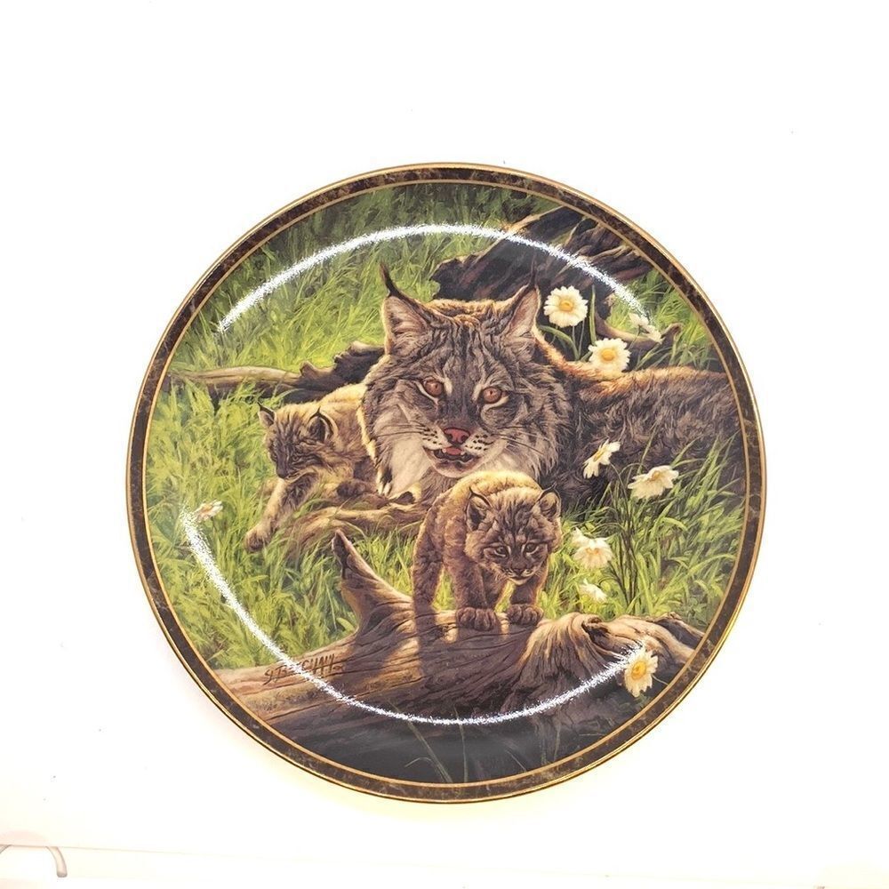 Bradford Exchange Greg Beecham Plate Lynx Reassuring Gaze NIP 8”